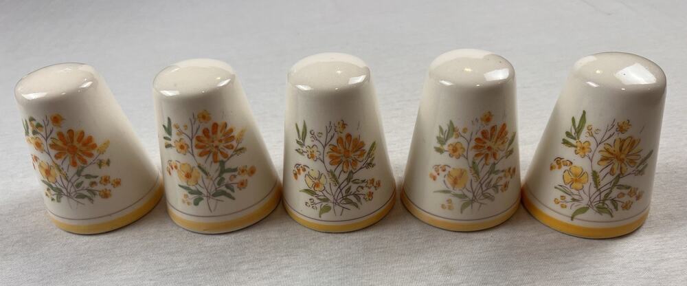 Vintage GENI Salt & Pepper & Spice Shakers Floral Design Ceramic Set Of 5